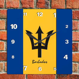 Barbados Clock, patriotiskt hem, Barbados Flagga Fyrkantig Klocka