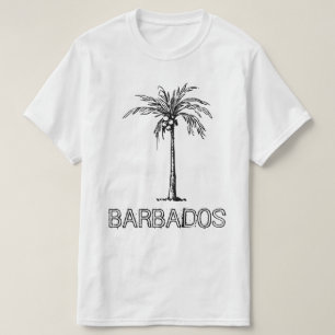 Barbados coconut träd svartvitt t shirt