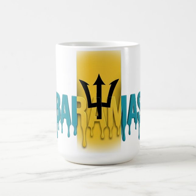 Barbados  Dropptext | Karibisk flaggdesign | Fan Kaffemugg (Center)