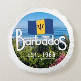 "Barbados Est. 1966-tums Kusten-Öster med Flagga Rund Kudde