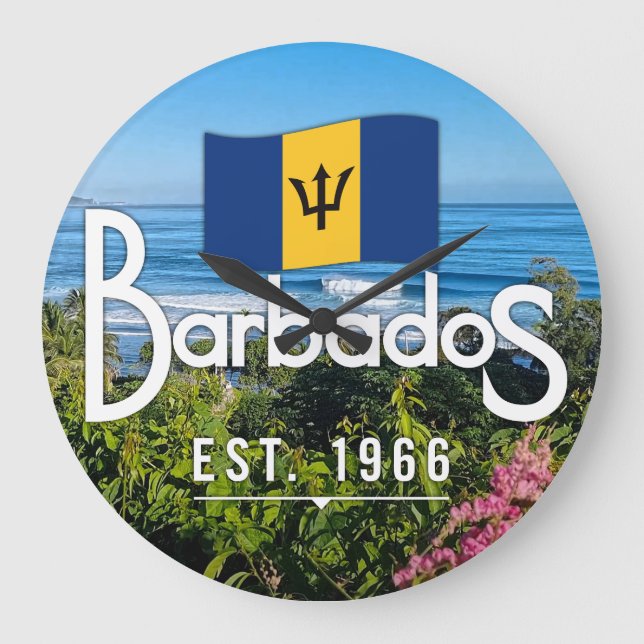 "Barbados Est. 1966-tums Kusten-Öster med Flagga Stor Klocka (Framsida)