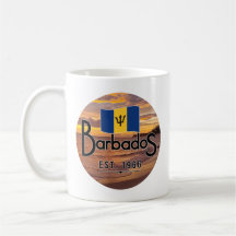 "Barbados Est. 1966-tums para-orange med Barbados-