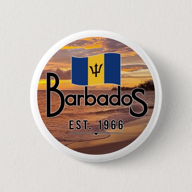 "Barbados Est. 1966-tums para-orange med Barbados- Knapp (Framsida)