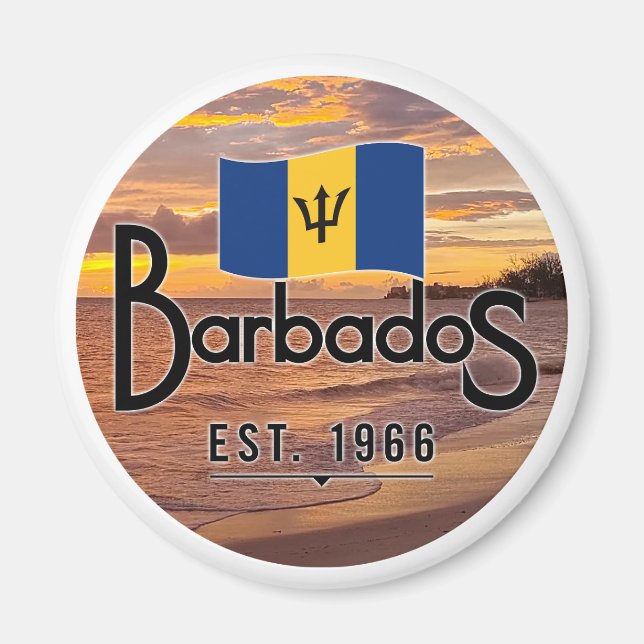 "Barbados Est. 1966-tums para-orange med Barbados- Magnet (Framsidan)