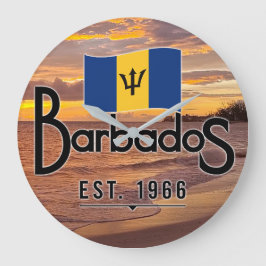 "Barbados Est. 1966-tums para-orange med Barbados- Stor Klocka