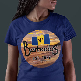 "Barbados Est. 1966-tums para-orange med Barbados- T Shirt