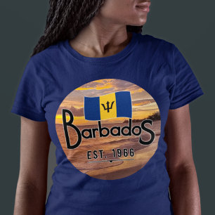 "Barbados Est. 1966-tums para-orange med Barbados- T Shirt