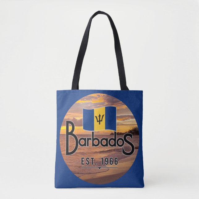 "Barbados Est. 1966-tums para-orange med Barbados- Tygkasse (Framsida)
