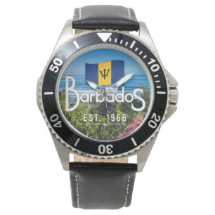 "Barbados Est. 1966" Utsikt över östkusten med fla Armbandsur