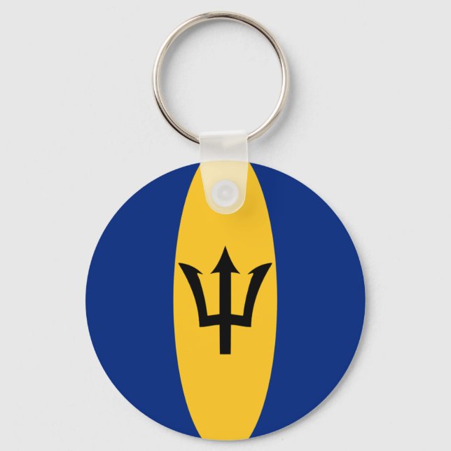 Barbados Fisheye Flagga Keychain Nyckelring (Framsida)