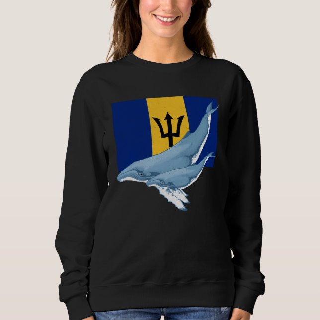 Barbados Flag with Humpback Whales Bajan Pride T Shirt (Framsida)