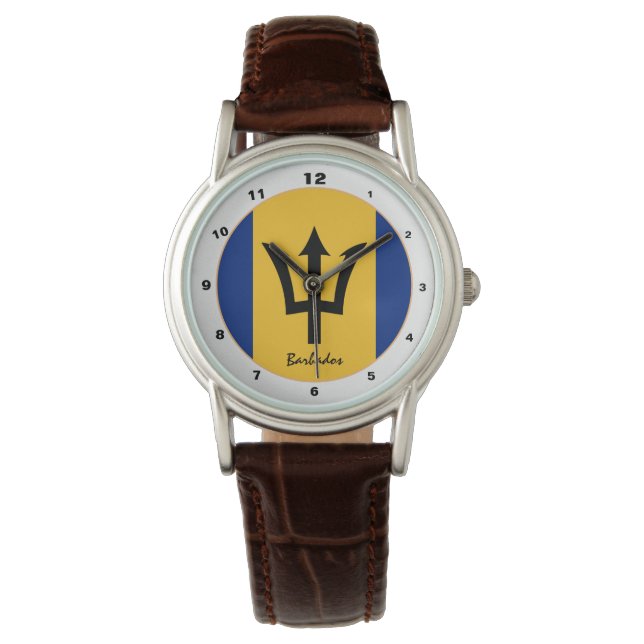 Barbados Flagga & Barbados trendig mode /design Armbandsur (Framsida)