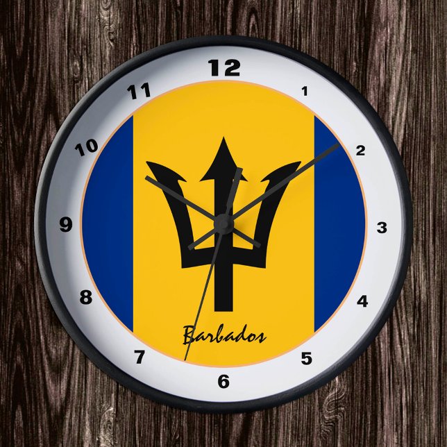 Barbados Flagga & Barbados trendig mode /design Rund Klocka (Skapare uppladdad)