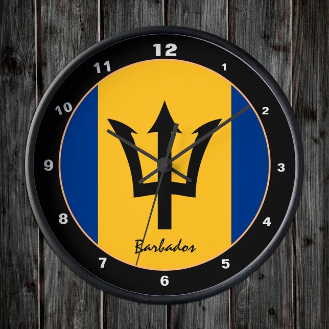 Barbados Flagga & Barbados trendig mode /design Rund Klocka (Skapare uppladdad)