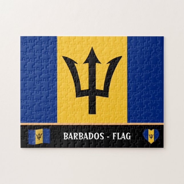 Barbados Flagga & Barbadosan land / Barbados Pussel (Horisontell)