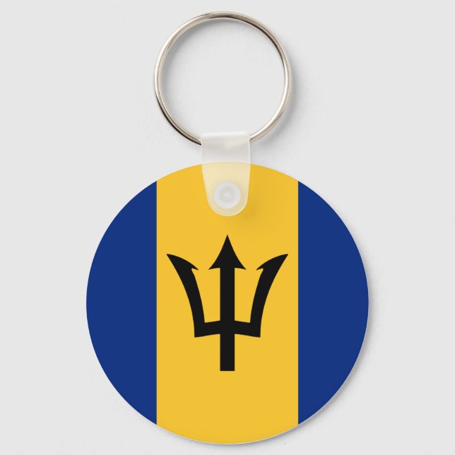 Barbados Flagga Button Keychain Nyckelring (Framsida)