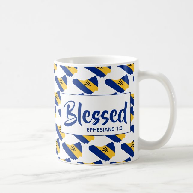 BARBADOS FLAGGA | Christian Scripture | BLESSED Kaffemugg (Höger)