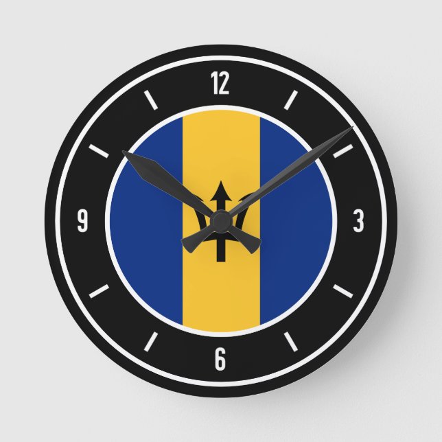 Barbados Flagga Elegant Rund Klocka (Framsida)