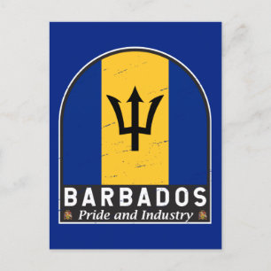 Barbados Flagga Emblem Distress Vintage Vykort