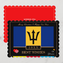 Barbados Flagga & Gott nytt år/Best Önskemål Card Julkort