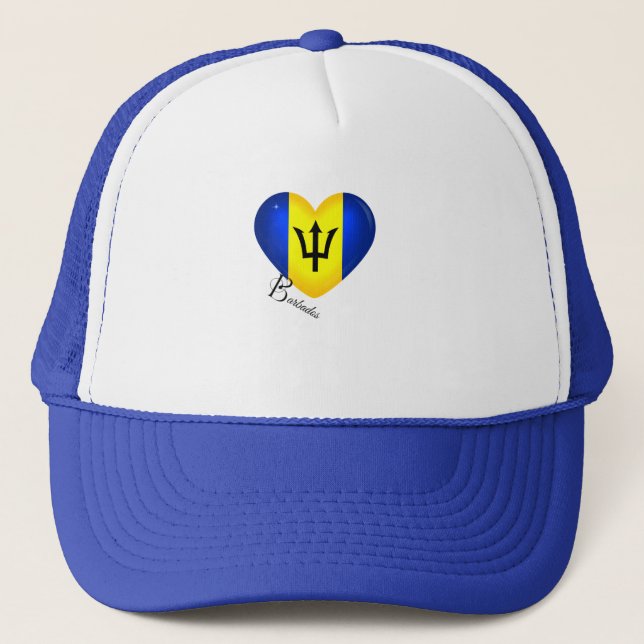Barbados Flagga Heart Keps (Framsida)
