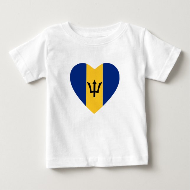 Barbados Flagga Heart T-Shirt (Framsida)