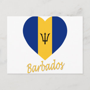 Barbados Flagga Heart Vykort