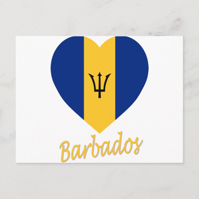 Barbados Flagga Heart Vykort (Framsida)