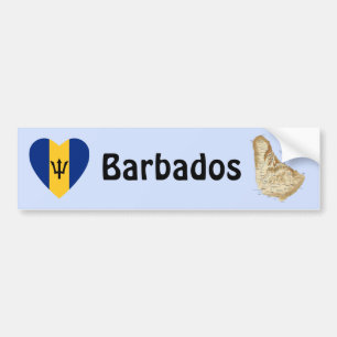 Barbados Flagga Hjärta + Karta Bildskärm Sticker Bildekal