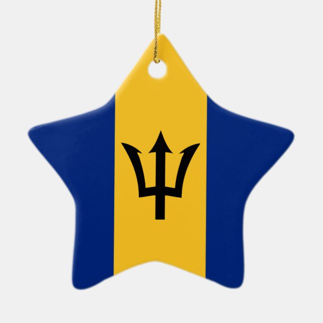 Barbados flagga julgransprydnad keramik (Framsidan)
