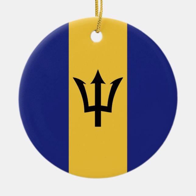 Barbados flagga julgransprydnad keramik (Framsidan)