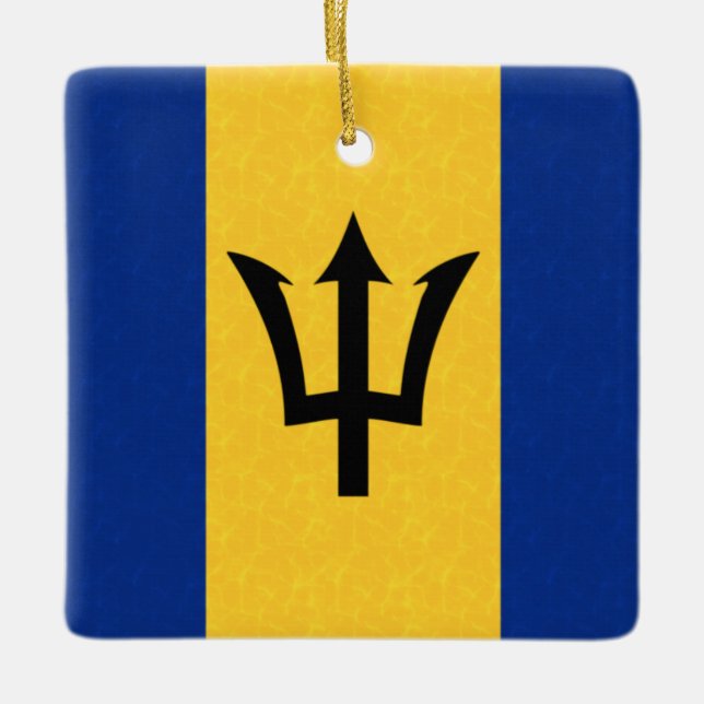 Barbados Flagga Julgransprydnad Keramik (Framsida)