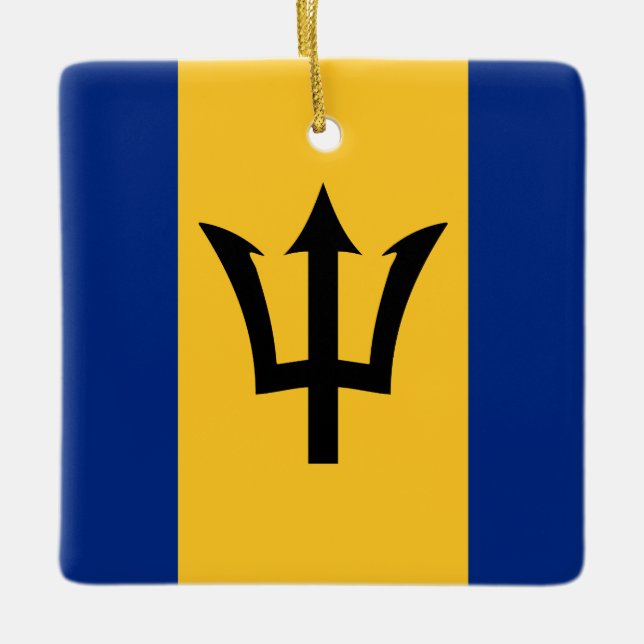 Barbados Flagga Julgransprydnad Keramik (Framsida)