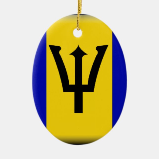 Barbados flagga julgransprydnad keramik (Framsidan)