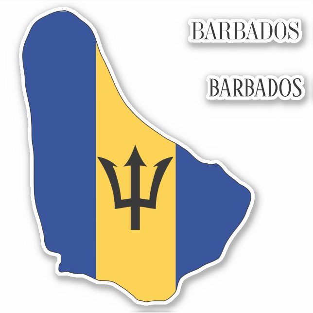 Barbados Flagga Karta Klistermärken (Framsida)