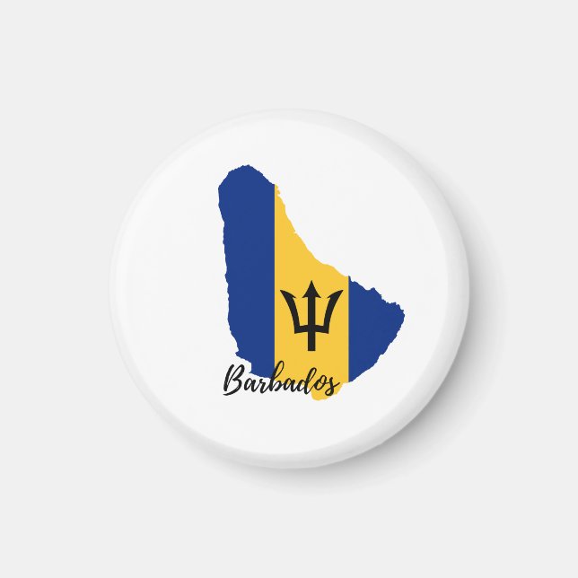 Barbados Flagga Karta Magnet (Framsidan)