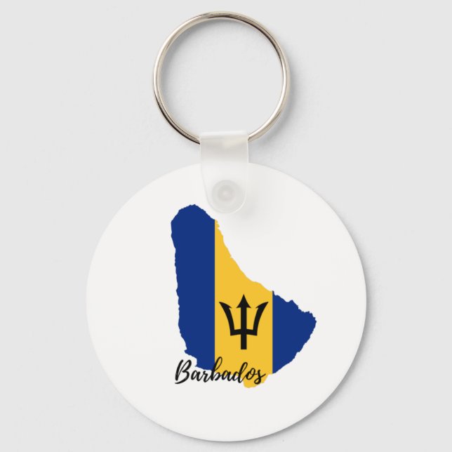 Barbados Flagga Karta Nyckelring (Framsida)