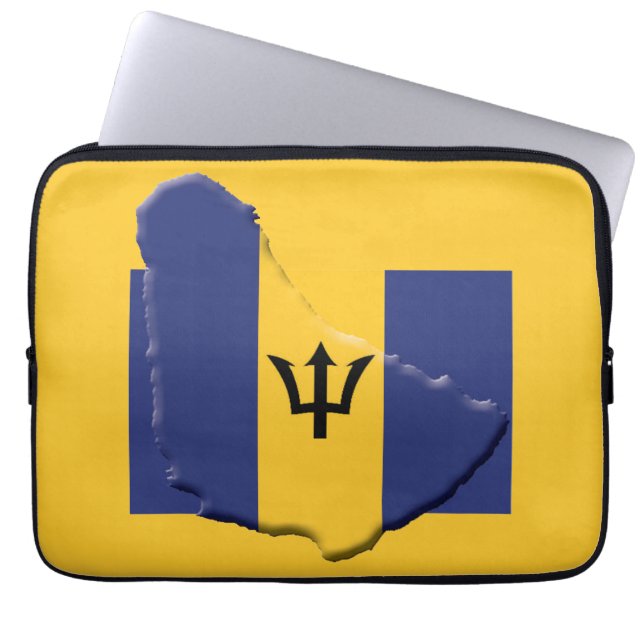 BARBADOS Flagga Karta Patriotic Computer GULT Laptop Fodral (Framsidan)
