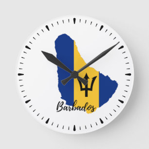 Barbados Flagga Karta Rund Klocka