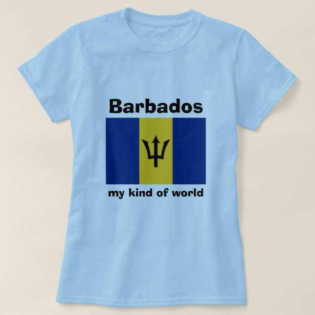 Barbados Flagga + Karta + Text T-Shirt (Design framsida)