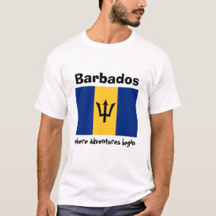 Barbados flagga + Karta + TextT-tröja T Shirt