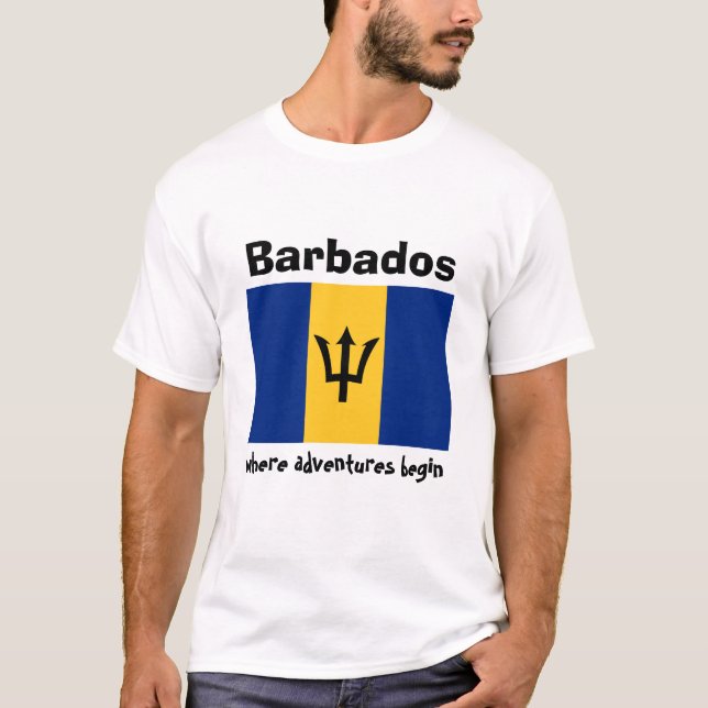 Barbados flagga + Karta + TextT-tröja T Shirt (Framsida)