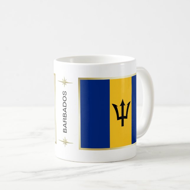 Barbados flagga + Kartamugg Kaffemugg (Framsida höger)