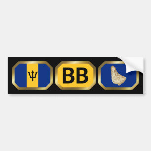 Barbados Flagga-kod Bumper Sticker Bildekal