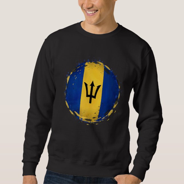Barbados Flagga Lång Ärmad Tröja (Framsida)