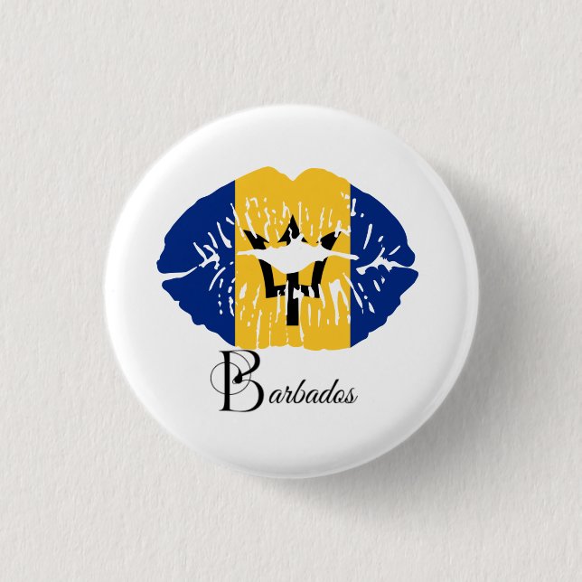 Barbados Flagga Läppar  Knapp (Framsida)