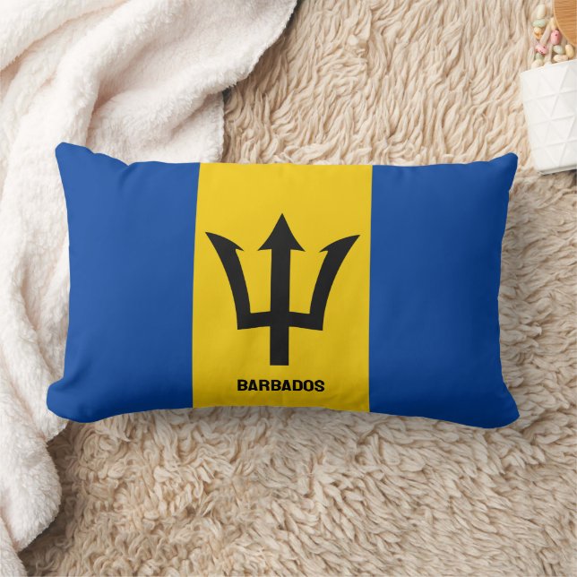 Barbados Flagga Lumbarkudde (Filt)