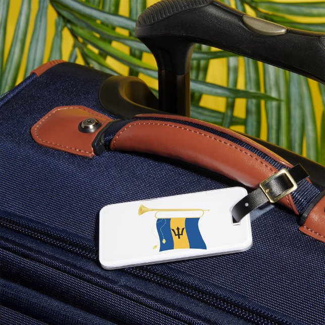 Barbados-Flagga med Bugle Patriotic Västindien Bagagebricka (Skapare uppladdad)