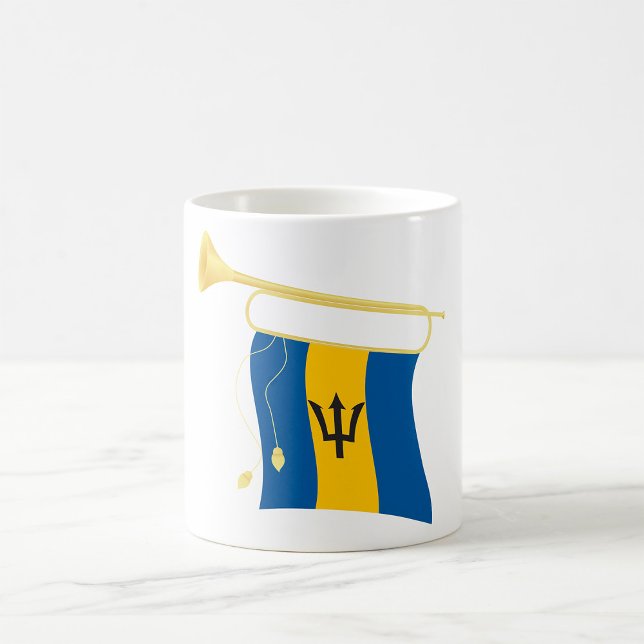 Barbados-Flagga med Bugle Patriotic Västindien Kaffemugg (Skapare uppladdad)