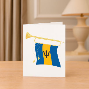 Barbados-Flagga med Bugle Patriotic Västindien Kort